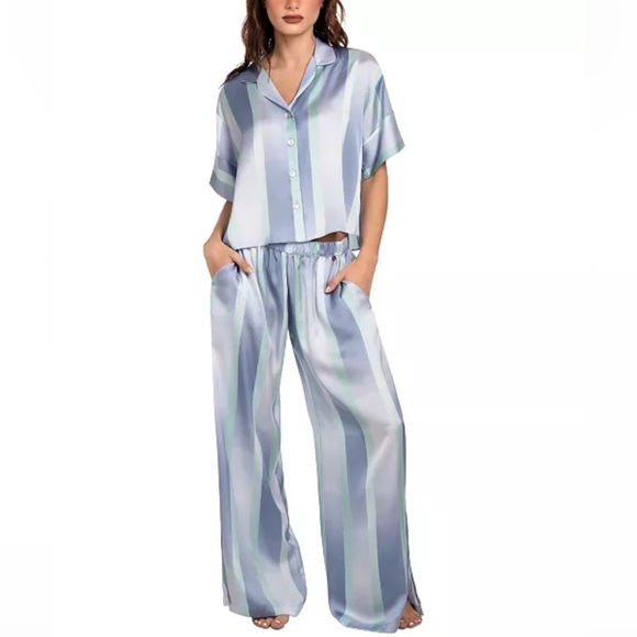 Emberly Striped Satin Pajama Set - Picture 1 of 7